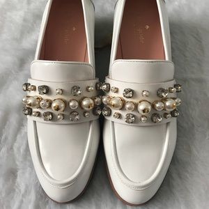 Kate spade white leather Kerry loafers size 8